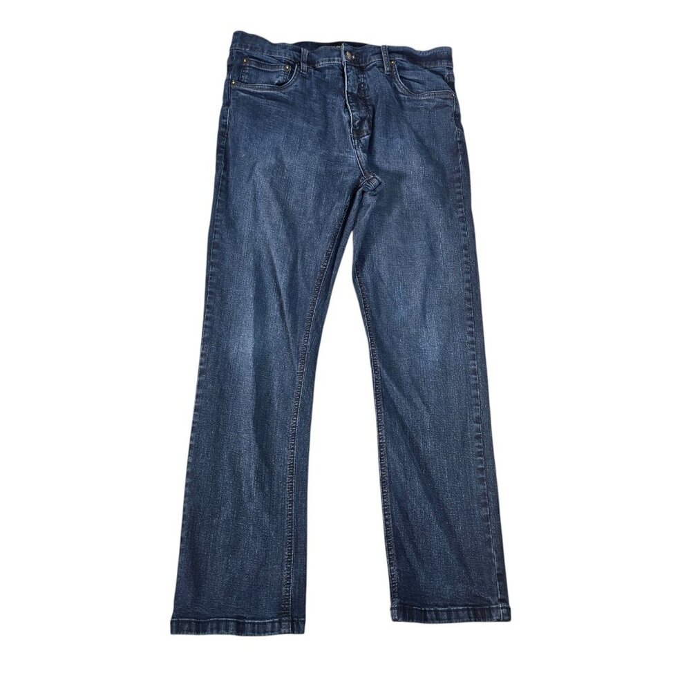 Urban Star Jeans Mens 38x32 Blue Faded Stretch Straight Leg Distressed Classic